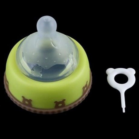 SNOW BEAR SWEET CARTOON ANIMAL PRINT 160ML LIP SIMULATION WIDE NECK GLASS FEEDING BOTTLE (