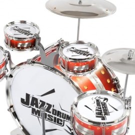 KIDS DRUMS KIT MUSICAL INSTRUMENT TOY WITH CYMBALS STOOL CHRISTMAS BIRTHDAY GIFT (WINE RED