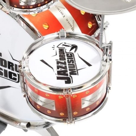 KIDS DRUMS KIT MUSICAL INSTRUMENT TOY WITH CYMBALS STOOL CHRISTMAS BIRTHDAY GIFT (WINE RED