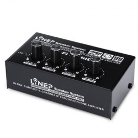 LINEP A908 ULTRA COMPACT 4 CHANNELS STEREO HEADPHONE SOUND AMPLIFIER (BLACK)