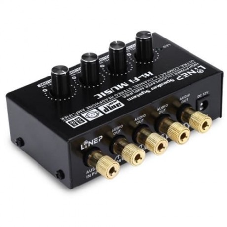LINEP A908 ULTRA COMPACT 4 CHANNELS STEREO HEADPHONE SOUND AMPLIFIER (BLACK)