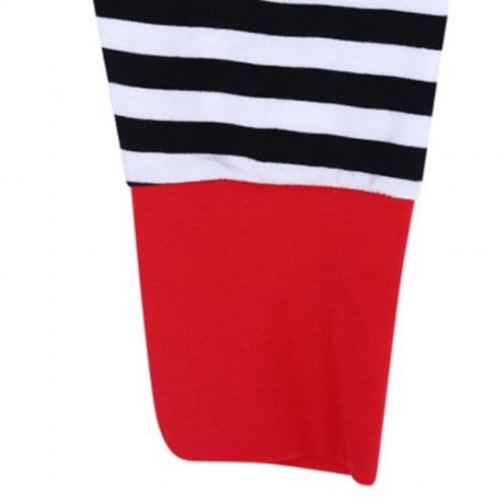 SWEET 3PCS GEOMETRIC PRINT STRIPED LONG SLEEVE ROUND COLLAR TOPS PANTS POINTED HAT (GRAY)