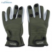 TSURINOYA PAIRED WARM WATER RESISTANT FULL FINGER GLOVE FOR OUTDOOR FISHING (ARMY GREEN)