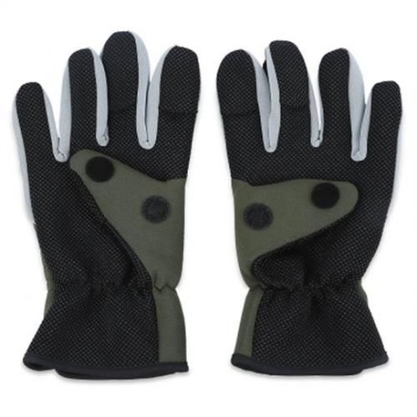TSURINOYA PAIRED WARM WATER RESISTANT FULL FINGER GLOVE FOR OUTDOOR FISHING (ARMY GREEN)