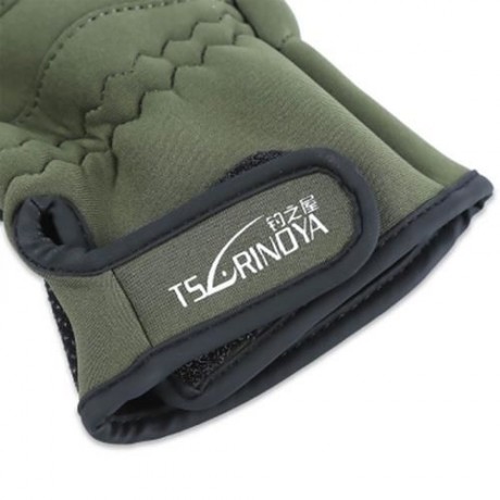 TSURINOYA PAIRED WARM WATER RESISTANT FULL FINGER GLOVE FOR OUTDOOR FISHING (ARMY GREEN)
