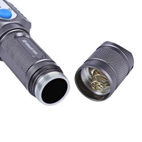 E SMARTER 10W 1200LM CREE XML L2 LED FLASHLIGHT USB CHARGING 5 MODES LAMP (GUN METAL)