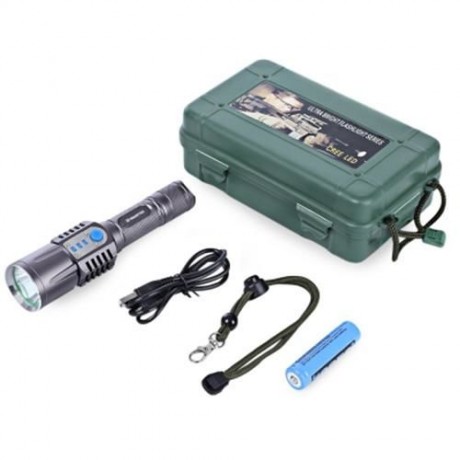 E SMARTER 10W 1200LM CREE XML L2 LED FLASHLIGHT USB CHARGING 5 MODES LAMP (GUN METAL)