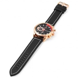 CURREN 8216 DECORATION SUB-DIAL QUARTZ WATCH GENUINE LEATHER BAND FOR MEN (SILVER AND BLAC