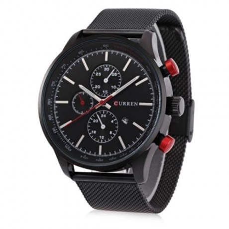 CURREN 8227 BUSINESS MEN QUARTZ WATCH WITH DECORATIVE SUB-DIAL (BLACK AND GOLDEN)
