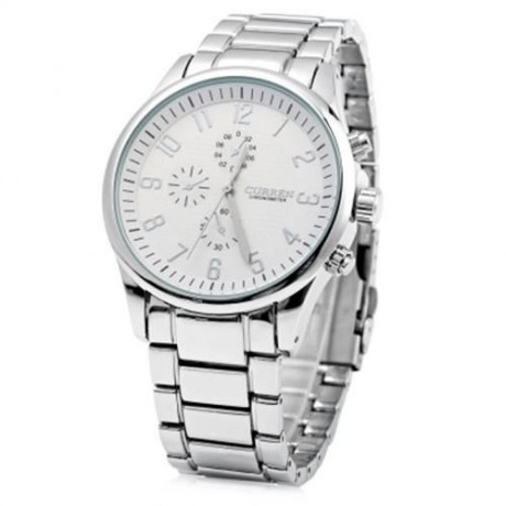 CURREN 8046 DECORATIVE SUB-DIAL QUARTZ WATCH WITH DOUBLE SCALE FOR MEN (SILVER AND BLACK)