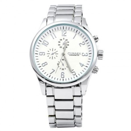 CURREN 8046 DECORATIVE SUB-DIAL QUARTZ WATCH WITH DOUBLE SCALE FOR MEN (SILVER AND BLACK)