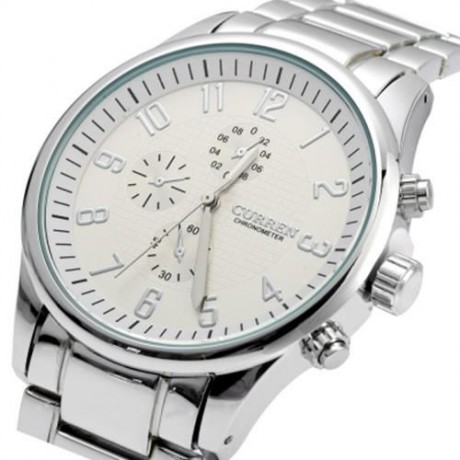 CURREN 8046 DECORATIVE SUB-DIAL QUARTZ WATCH WITH DOUBLE SCALE FOR MEN (SILVER AND BLACK)