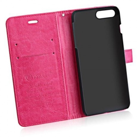 TOMKAS CRAZY HORSE SERIES WALLET COVER FOR IPHONE 7 PLUS (ROSE MADDER)
