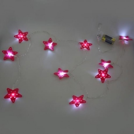 10 LEDS STAR SHAPED STRING LIGHT BATTERY POWERED LAMP (WHITE)