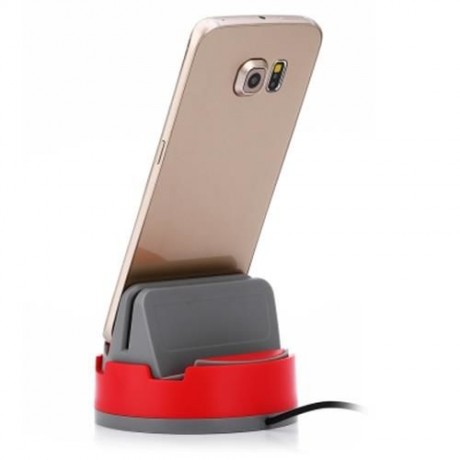 360 DEGREE ROTATING MICRO USB PORTABLE STAND CHARGING DESKTOP DOCK STATION HOLDER (RED)