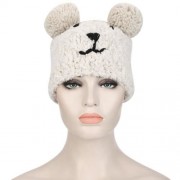 CUTE BEAR DESIGN VENONAT GIRLS WARM KNITTED HAT (BEIGE)