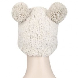 CUTE BEAR DESIGN VENONAT GIRLS WARM KNITTED HAT (BEIGE)