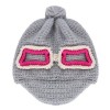 CUTE SUNGLASSES DECORATION GIRLS WARM KNITTED HAT (LIGHT GRAY)