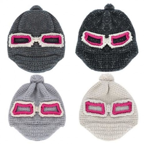 CUTE SUNGLASSES DECORATION GIRLS WARM KNITTED HAT (LIGHT GRAY)
