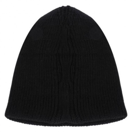 CUTE CAT EAR DECORATION COLOR BLOCK GIRLS KNITTED HAT (BLACK)