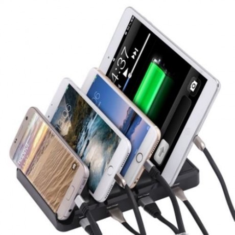 CREATIVE MULTIFUNCTIONAL 48W 4-PORT USB 9.6A OUTPUT CHARGING STAND STATION (BLACK)