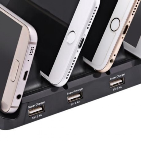 CREATIVE MULTIFUNCTIONAL 48W 4-PORT USB 9.6A OUTPUT CHARGING STAND STATION (BLACK)