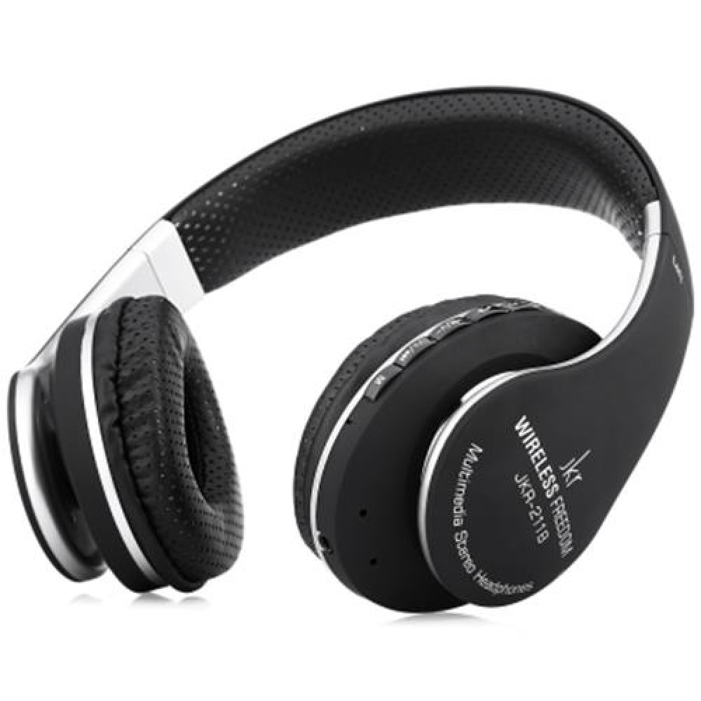 JKR 211B 3.5MM PLUG BLUETOOTH FM PORTABLE HEADSET HEADPHONES (BLACK)