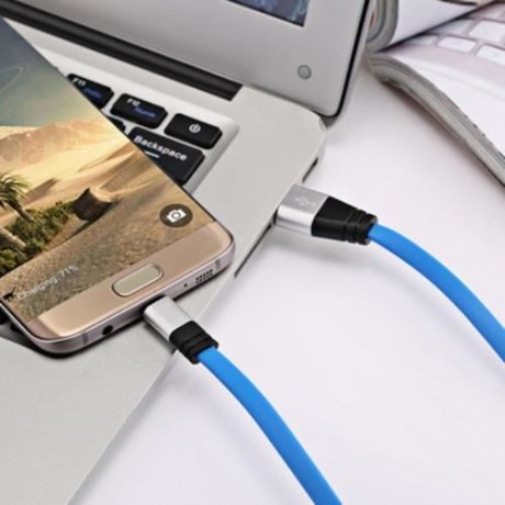 MICRO USB ALUMINUM ALLOY NOODLE TRANSFER DATA SYNCHRONIZATION CHARGING CORD 1M (FLUORESCEN