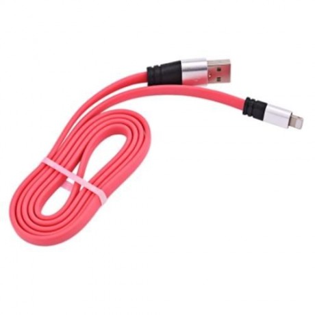 8 PIN ALUMINUM ALLOY NOODLE TRANSFER DATA SYNCHRONIZATION CHARGING CORD 1M (WATERMELON RED