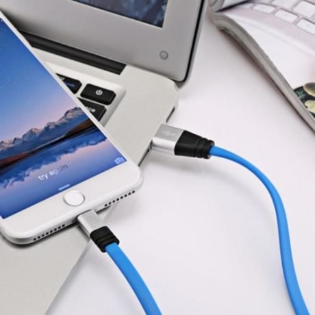 8 PIN ALUMINUM ALLOY NOODLE TRANSFER DATA SYNCHRONIZATION CHARGING CORD 1M (WATERMELON RED