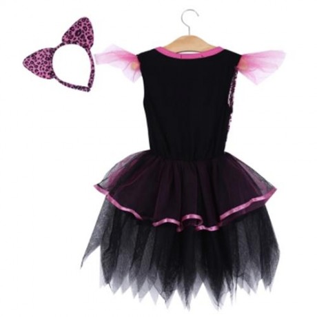 2PCS SWEET HALLOWEEN GIFT CARTOON ANIMAL SHAPE LACE GEOMETRIC STRIPED ROUND COLLAR SLEEVEL