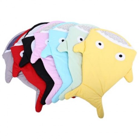 WARM WINTER SWEET CARTOON SHARK BABIES SLEEP BAG THICK INFANT BLANKET (LIGHT BLUE)
