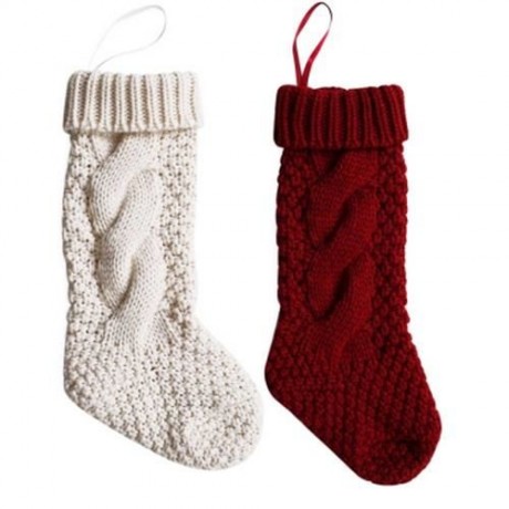 CUTE PURE COLOR LADIES KNITTED CHRISTMAS KNEE SOCKS (RED)