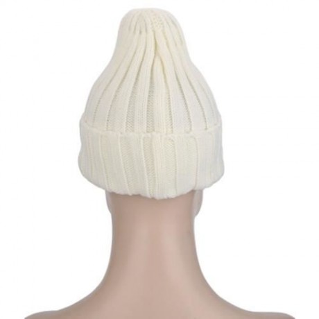 STYLISH LETTER PRINT SOLID COLOR LADIES KNITTED HAT (WHITE)