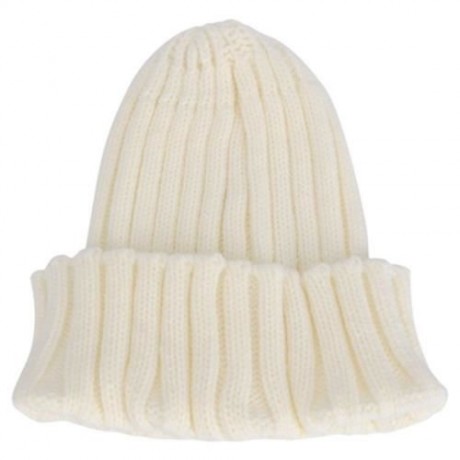 STYLISH LETTER PRINT SOLID COLOR LADIES KNITTED HAT (WHITE)