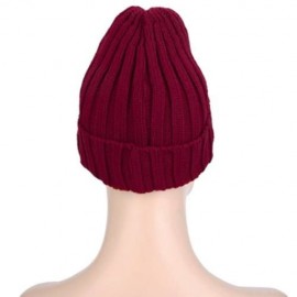STYLISH LETTER PRINT SOLID COLOR LADIES KNITTED HAT (PURPLISH RED)