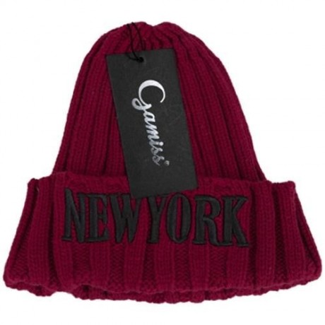 STYLISH LETTER PRINT SOLID COLOR LADIES KNITTED HAT (PURPLISH RED)