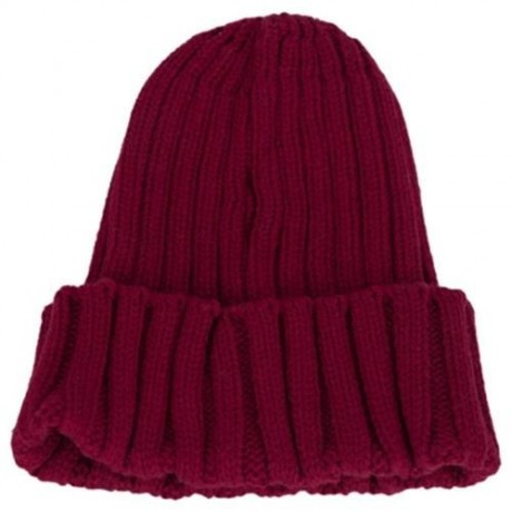 STYLISH LETTER PRINT SOLID COLOR LADIES KNITTED HAT (PURPLISH RED)