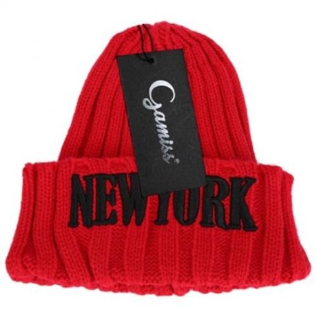 STYLISH LETTER PRINT SOLID COLOR LADIES KNITTED HAT (RED)