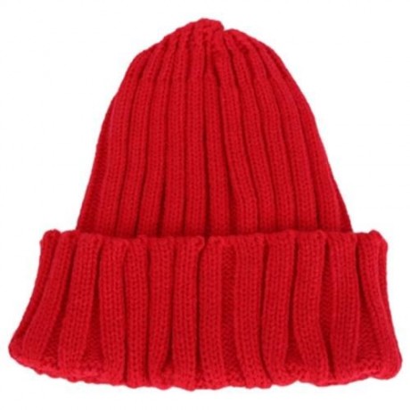 STYLISH LETTER PRINT SOLID COLOR LADIES KNITTED HAT (RED)