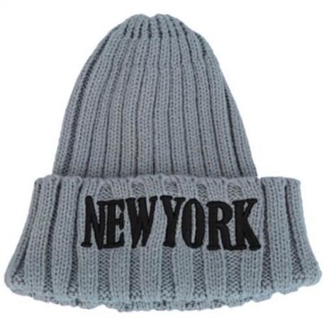 STYLISH LETTER PRINT SOLID COLOR LADIES KNITTED HAT (LIGHT GRAY)
