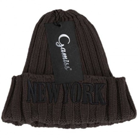 STYLISH LETTER PRINT SOLID COLOR LADIES KNITTED HAT (LIGHT COFFEE)