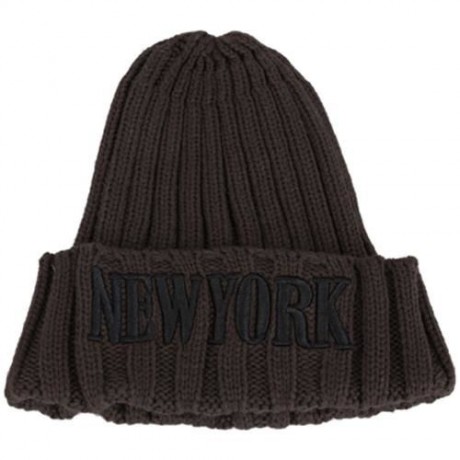 STYLISH LETTER PRINT SOLID COLOR LADIES KNITTED HAT (LIGHT COFFEE)