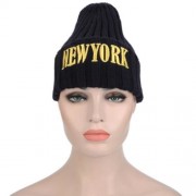 STYLISH LETTER PRINT SOLID COLOR LADIES KNITTED HAT (CADETBLUE)