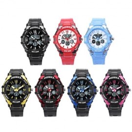 HOSKA HD028S CHILDREN DUAL MOVT WATCH CALENDAR 5ATM 24 HOUR DISPLAY LED DIGITAL WRISTWATCH