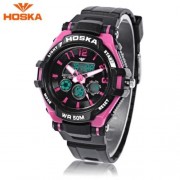 HOSKA HD028S CHILDREN DUAL MOVT WATCH CALENDAR 5ATM 24 HOUR DISPLAY LED DIGITAL WRISTWATCH