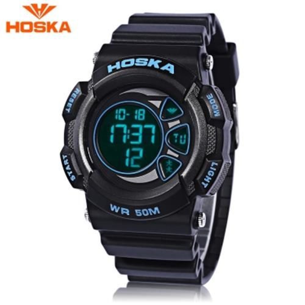 HOSKA H020B CHILDREN LED DIGITAL WATCH 5ATM DAY DATE DISPLAY WRISTWATCH (BLUE AND BLACK) HOSKA H020B CHILDREN LED DIGITAL WATCH 5ATM DAY DATE DISPLAY WRISTWATCH (BLUE AND BLACK)