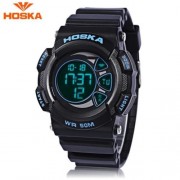 HOSKA H020B CHILDREN LED DIGITAL WATCH 5ATM DAY DATE DISPLAY WRISTWATCH (BLUE AND BLACK)