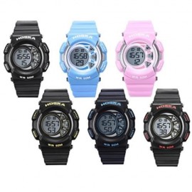 HOSKA H020B CHILDREN LED DIGITAL WATCH 5ATM DAY DATE DISPLAY WRISTWATCH (YELLOW AND BLACK)
