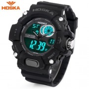HOSKA HD031B CHILDREN DUAL MOVT WATCH DATE DAY DISPLAY ALARM CHRONOGRAPH WRISTWATCH (BLACK